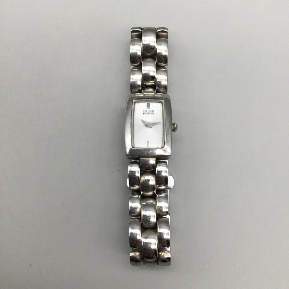 Citizen Eco-Drive Womens Watch 16mm White Dial Stainless Bracelet Solar 6.25